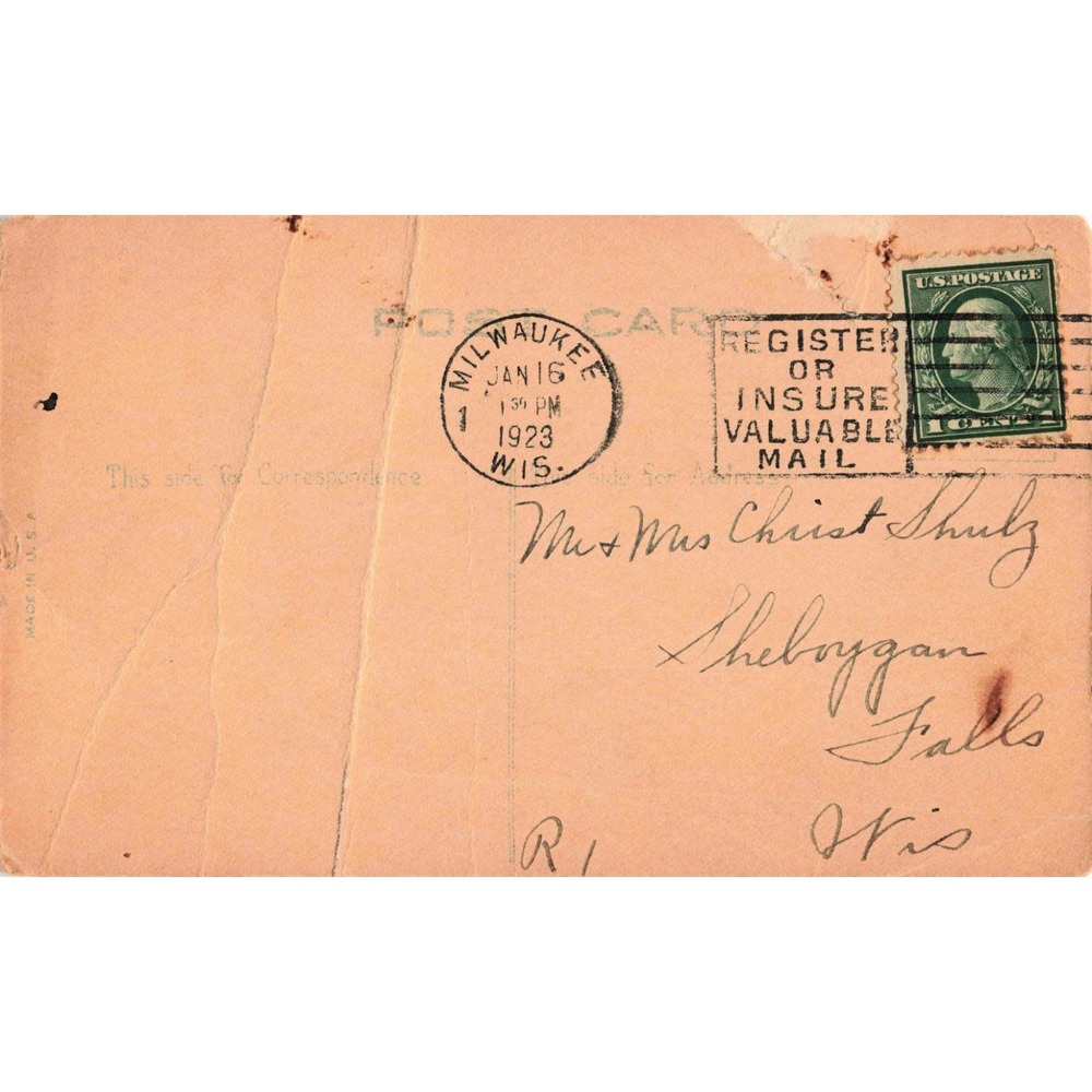 Vintage 1923 Baby Birth Announcement Postcard Stork Milwaukee Wisconsin Doris - Picture 2 of 2